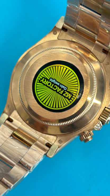Rolex Daytona 'Arcobaleno' MZ SUPER CLONE Oro Rosa Quadrante Nero Lunetta Zaffiro