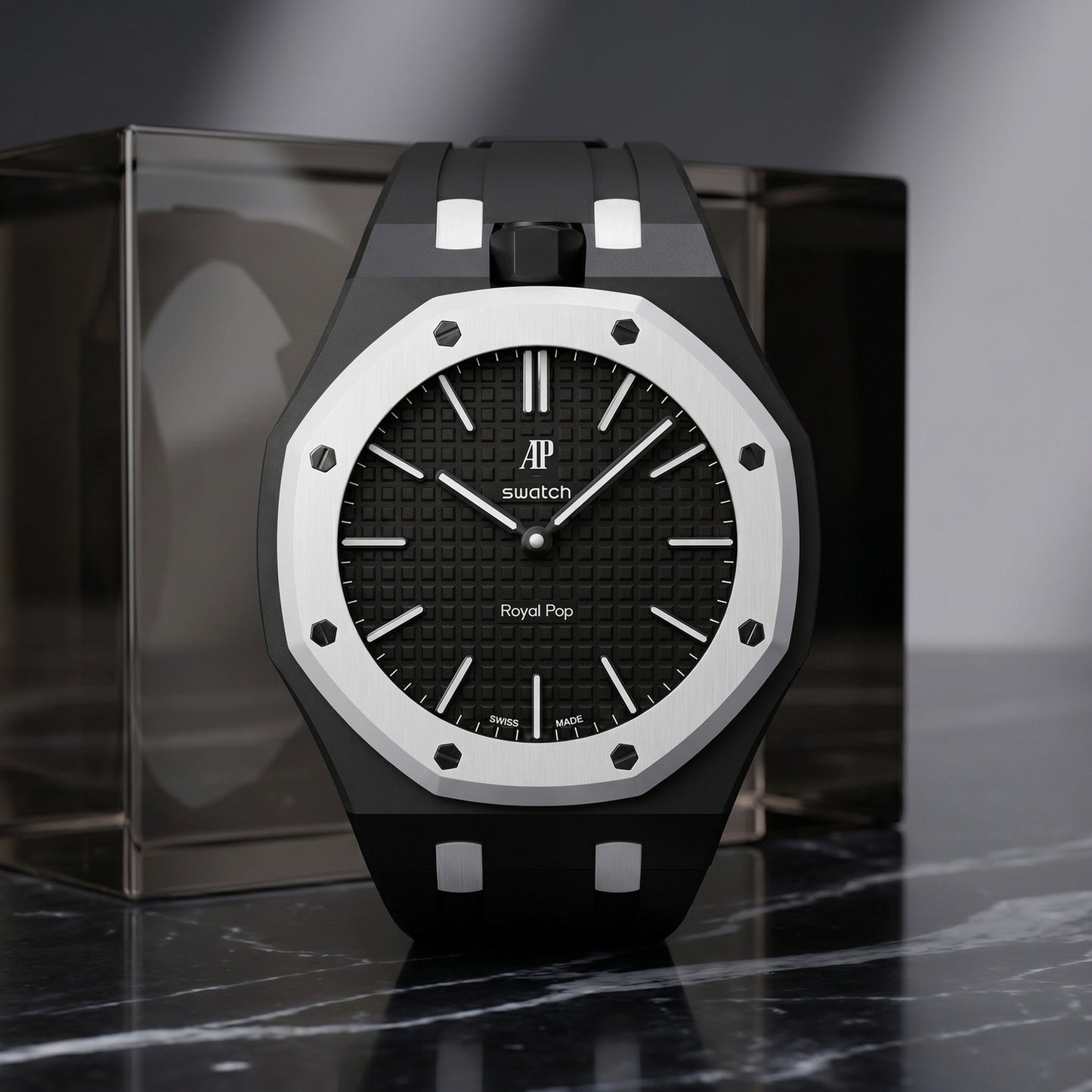 Audemars Piguet x Swatch Royal Pop "OCHO NEGRO" 40 mm + Rubber Case-Strap